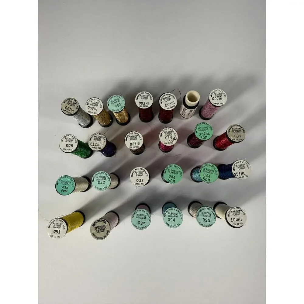 Vintage Kreinik Balger Metallic Blending Filament Spools Lot of 25 Cross Stitch